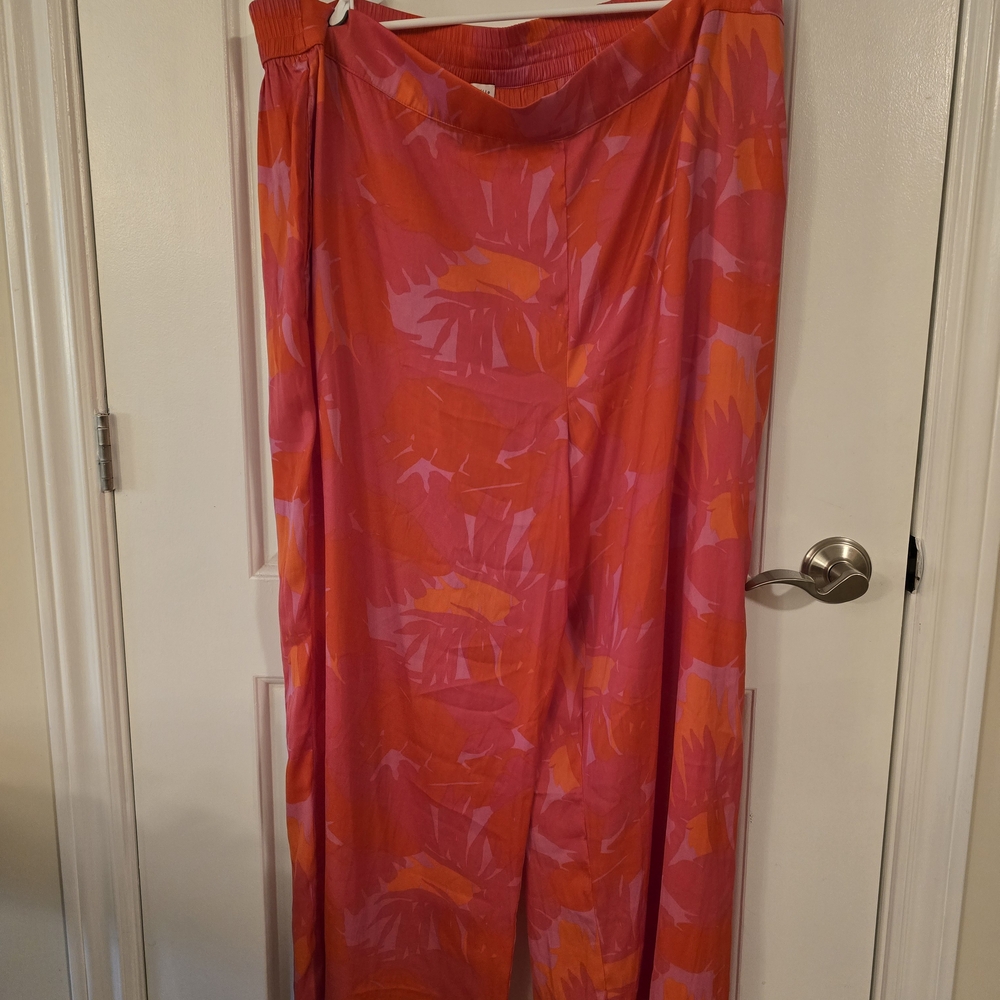 Women's Wide Leg Pants - Pink and Orange